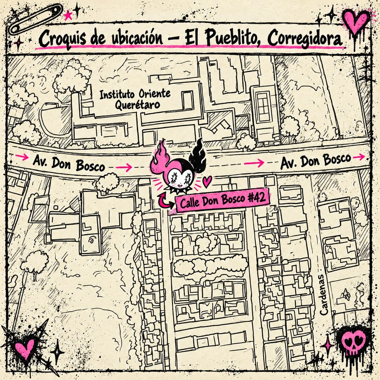 Croquis para llegar a Mad Lolita Tattoo & Piercing Atelier en El Pueblito, Corregidora, Querétaro